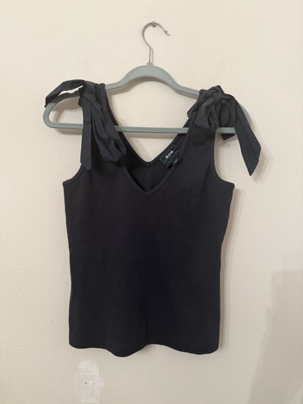 Anthropologie Maeve Black Tie-Shoulder V-Neck Tank